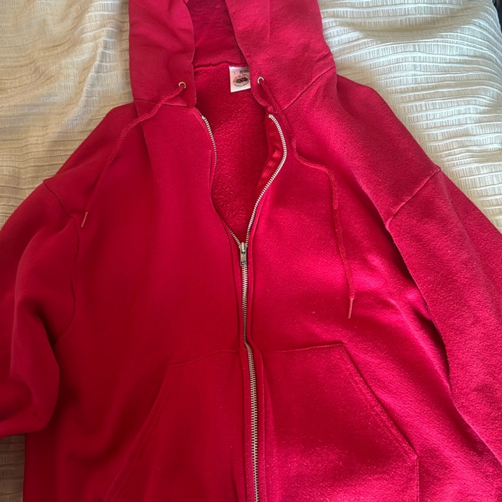 Unisex Red Zip Up Hoodie